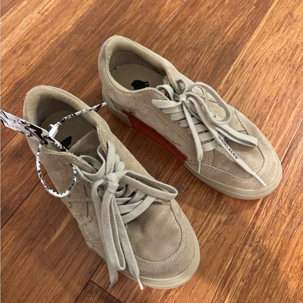 Off-White Taupe Lace-Up Sneakers